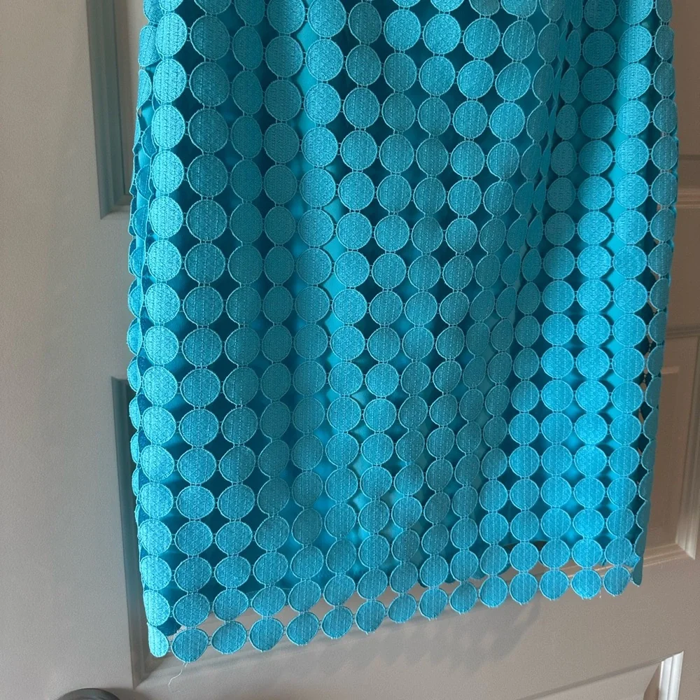 Lauren Ralph Lauren Eyelet Media Dot Lace Sheath Dress in Aqua Blue - Picture 5 of 10